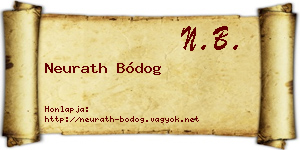 Neurath Bódog névjegykártya